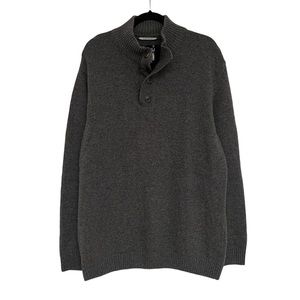 Glenfield charcoal grey wool blend half zip button mock neck sweater XXL